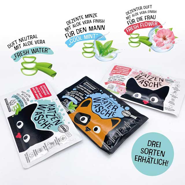 Kleine Katzenwäsche "Fresh Flower" Wet Wash Cloth with Aloe Vera – 5-Piece Pocket Shower Box for Camping, Hiking, Travel, and Wedding Goodie Bag Refreshment