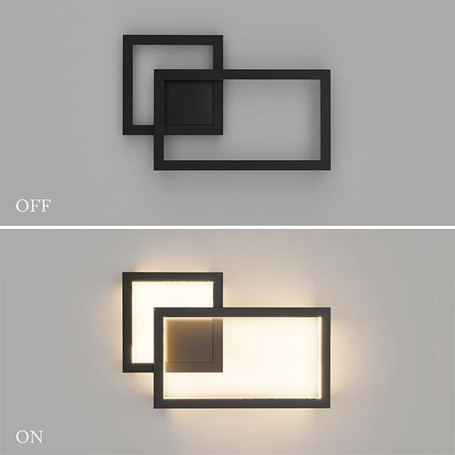 Klighten LED Wall Light 24W, 1960LM – Modern Decorative Indoor Wall Lamp for Bedroom, Living Room, Hallway &amp; Stairwell | 110-240V, Warm White 3000K, Black