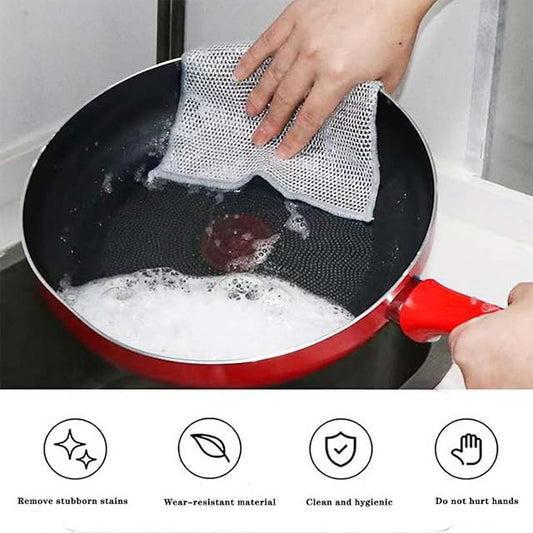 Multipurpose Non-Scratch Wire Dish Cloths – Stainless Steel Kitchen Cleaning Cloth & Metal Scrubber for Wet/Dry Use