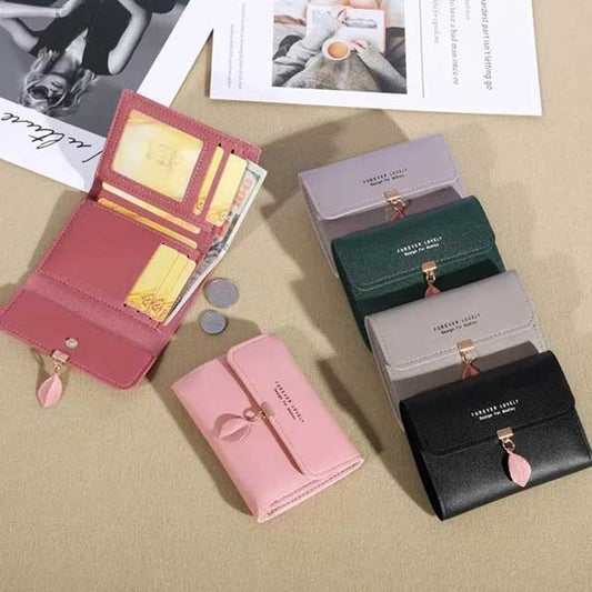 Korean Style Small Tri-fold Wallet for Women – Simple Short Purse with Coin Pocket & Money Clip