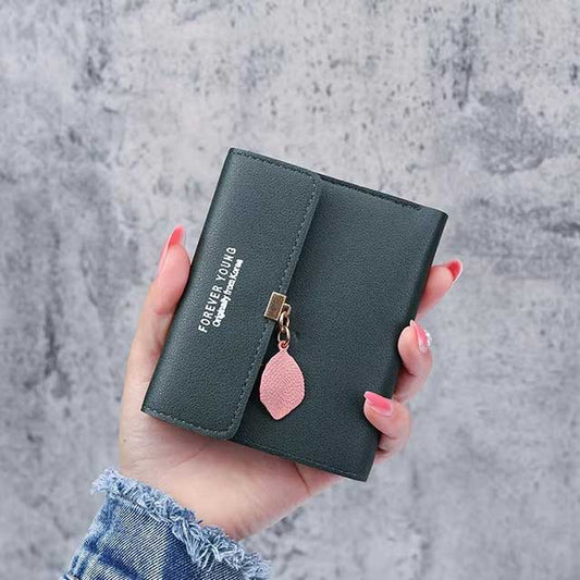 Korean Style Small Tri-fold Wallet for Women – Simple Short Purse with Coin Pocket & Money Clip