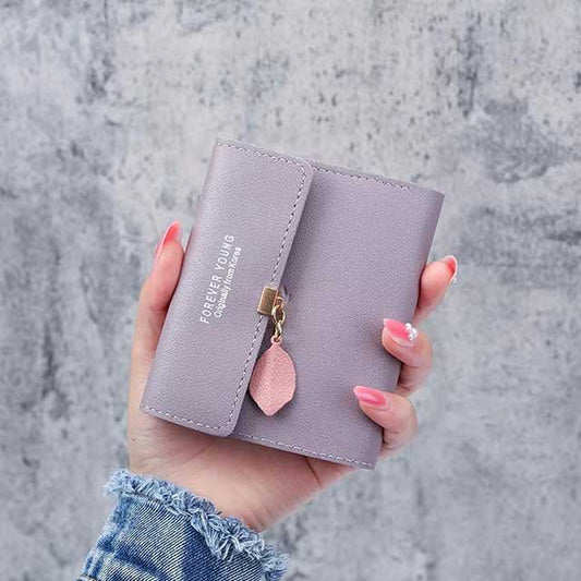 Korean Style Small Tri-fold Wallet for Women – Simple Short Purse with Coin Pocket & Money Clip