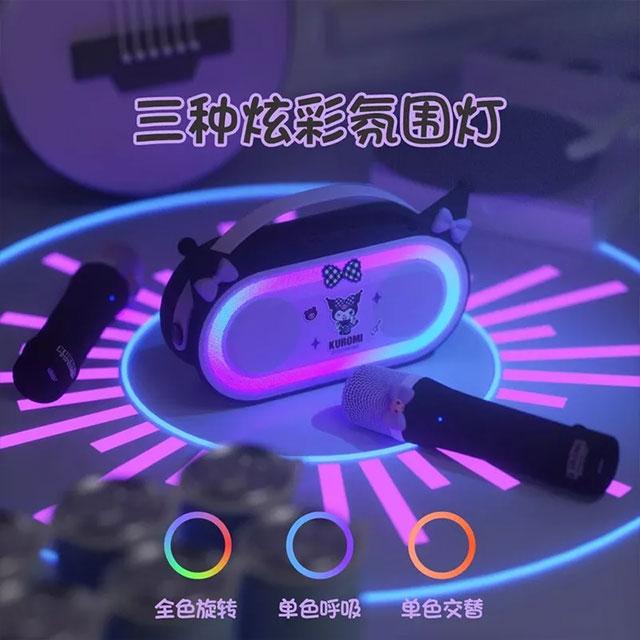 Kuromi Wireless Bluetooth Speaker with LED Lights & Karaoke Microphone – Perfect Birthday Gift for Music Lovers!