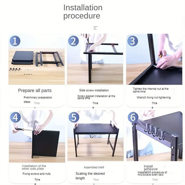 LANTUTU Expandable Microwave Oven Rack – 2-Tier Stainless Steel Countertop Organizer with 6 Hooks for Kitchen Storage – Perfect Mother’s Day Gift