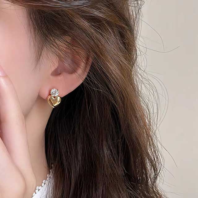 LATS Gold Heart Stud Earrings for Women – Minimalist Smooth Surface Design | Bridal & Wedding Jewelry