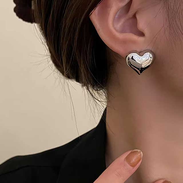 LATS Gold Heart Stud Earrings for Women – Minimalist Smooth Surface Design | Bridal & Wedding Jewelry