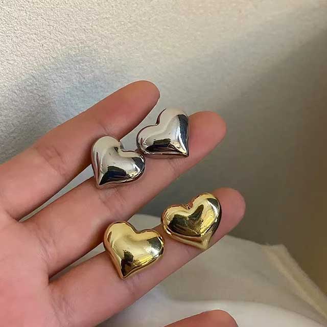 LATS Gold Heart Stud Earrings for Women – Minimalist Smooth Surface Design | Bridal & Wedding Jewelry