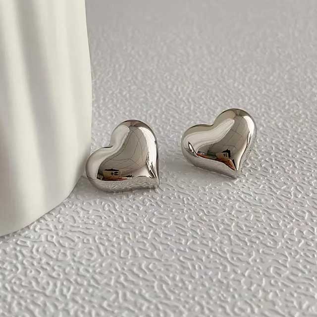LATS Gold Heart Stud Earrings for Women – Minimalist Smooth Surface Design | Bridal & Wedding Jewelry