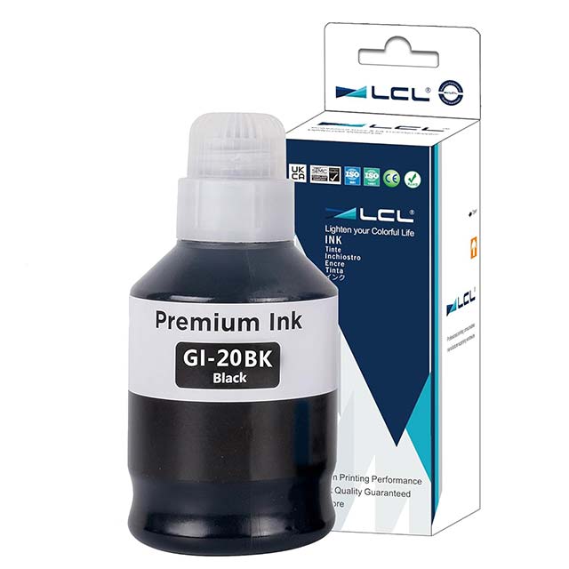LCL GI-20 Black Ink Bottles Replacement – Premium GI20 Ink Refill for Canon PIXMA G5020/G6020/G7020 Printers