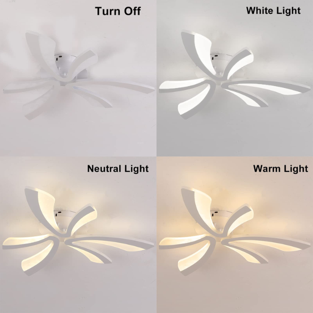 LED Dimmable Petal Ceiling Light – Modern Flush Mount Lamp with Remote Control, White Acrylic and Metal Fixture for Living Room, Bedroom, Dining Room & Kids' Room
