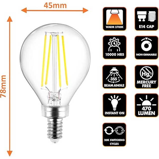 LED E14 Mini Globe Light Bulbs