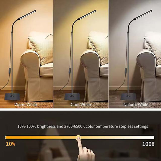 LED Floor Lamp for Living Room & Bedroom - Adjustable Gooseneck, Dimmable Standing Light for Office, Reading, and Home Decor