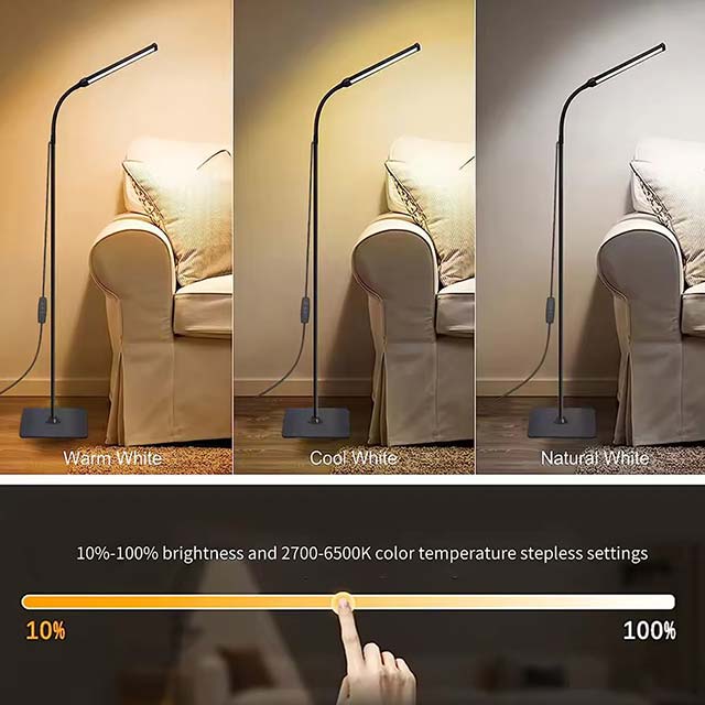 LED Floor Lamp for Living Room & Bedroom - Adjustable Gooseneck, Dimmable Standing Light for Office, Reading, and Home Decor