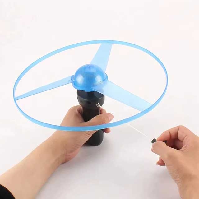 LED Glow UFO Pull Wire Spinning Toy – Luminous Flying Disc with Handle for Kids Outdoor Fun, Gifts & Parent-Child Games