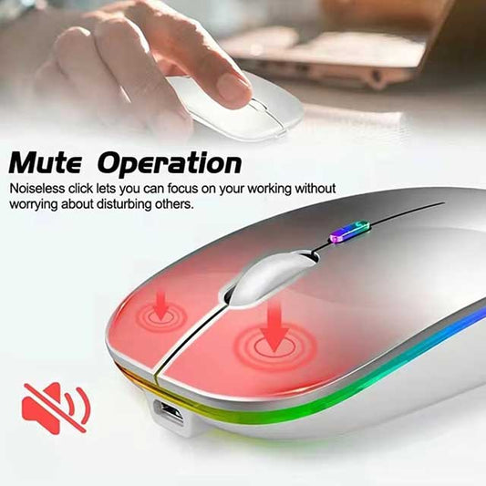 LED Wireless Bluetooth Mouse – USB Rechargeable RGB Silent Ergonomic Mouse with Backlight for Laptop, PC & iPad
