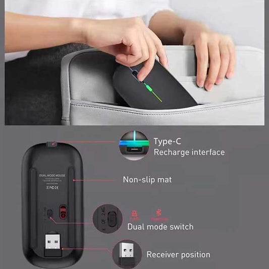 LED Wireless Bluetooth Mouse – USB Rechargeable RGB Silent Ergonomic Mouse with Backlight for Laptop, PC & iPad