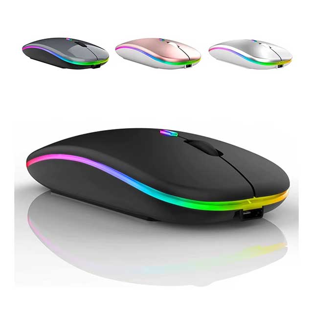 LED Wireless Bluetooth Mouse – USB Rechargeable RGB Silent Ergonomic Mouse with Backlight for Laptop, PC & iPad