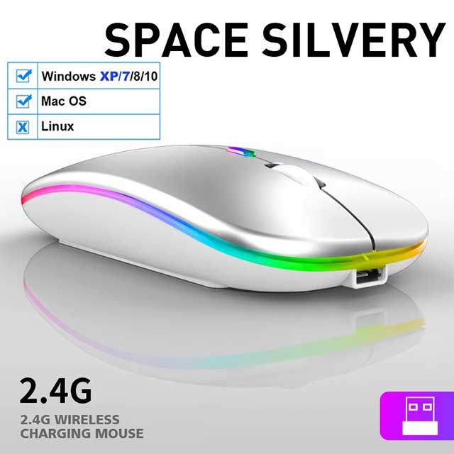 LED Wireless Bluetooth Mouse – USB Rechargeable RGB Silent Ergonomic Mouse with Backlight for Laptop, PC & iPad