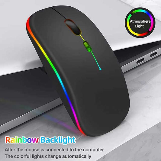 LED Wireless Bluetooth Mouse – USB Rechargeable RGB Silent Ergonomic Mouse with Backlight for Laptop, PC & iPad