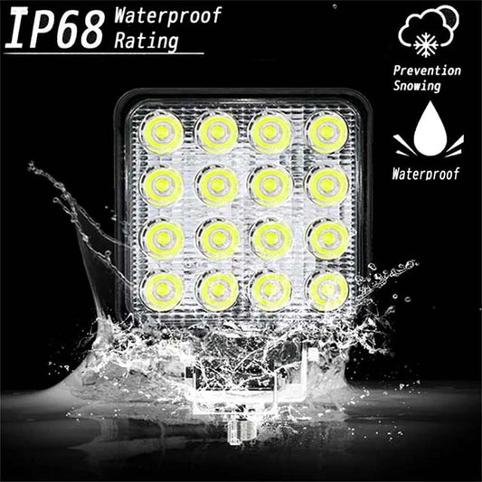4-Inch 48W LED Work Lights for Trucks – Square LED Light Pods with Flood Beam (12V/24V) for ATV, UTV, RV, Golf Cart, Car &amp; Off Road Fog Lighting