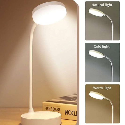 LED Desk Lamp – 3-Level Dimmable Touch Control – USB Rechargeable & Battery Powered – Portable Eye-Protection Table Light for Bedroom, Bedside, and Study