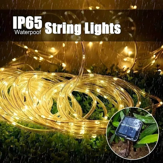 LED Solar Rope String Lights – Waterproof Tube Fairy Lights – Outdoor Solar Garland for Christmas, Garden & Patio Decoration (RGB/Blue/White/Warm)