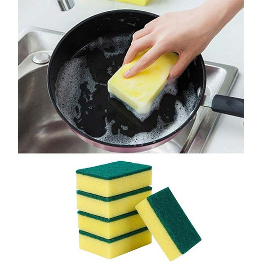 5-Piece Double-Sided Washing Up Sponges – Rectangular Pot Scourers & Cleaning Sponges