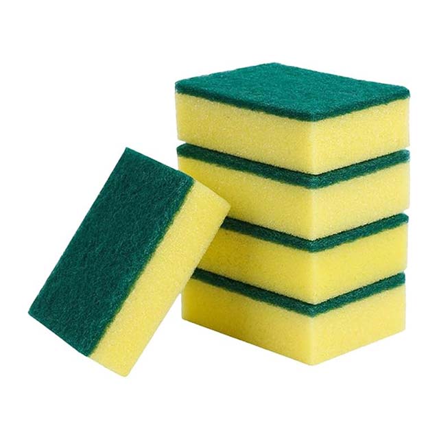 5-Piece Double-Sided Washing Up Sponges – Rectangular Pot Scourers & Cleaning Sponges