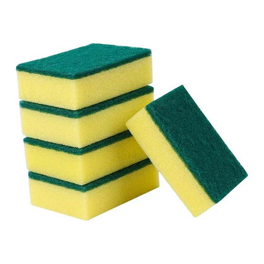 5-Piece Double-Sided Washing Up Sponges – Rectangular Pot Scourers & Cleaning Sponges