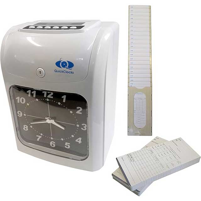 QuickClocks QC500N Time and Attendance Clocking Machine Starter Pack – Includes Cards & Card Rack