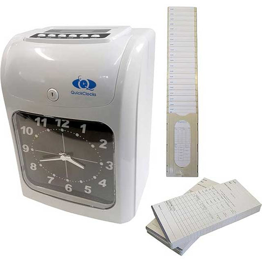 QuickClocks QC500N Time and Attendance Clocking Machine Starter Pack – Includes Cards & Card Rack