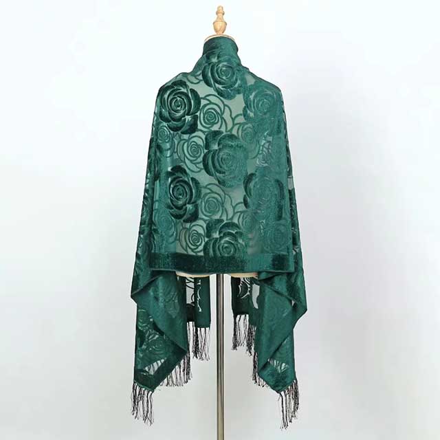 2025 New Women’s Lace Flower Silk Scarf – Gradient Hollow Cut Floral Shawl for Spring & Beach Wraps