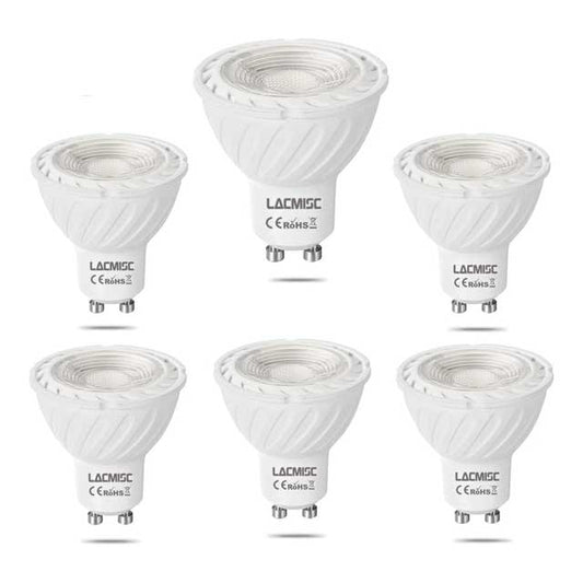 Lacmisc GU10 LED Bulb – 7W Dimmable, Warm White 3000-3500K, 590LM, Energy-Efficient 60W Replacement