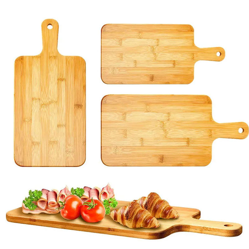 Grande planche à découper en bambou avec poignée 35 * 18 cm – Plateau de service professionnel en bois pour pizza, viande et légumes – Planche à découper de cuisine écologique