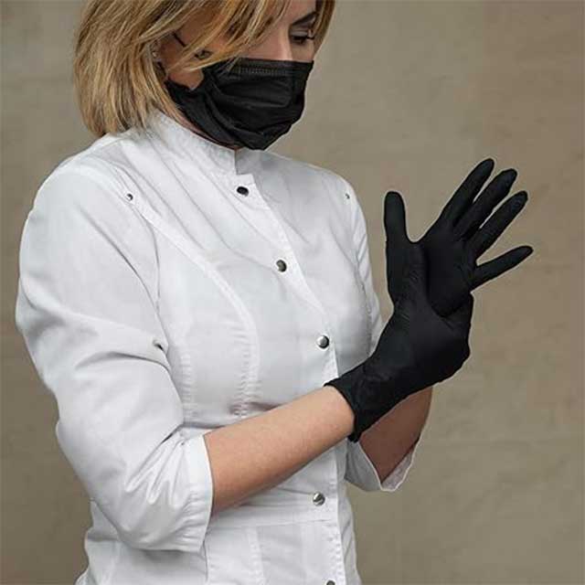 Large Black Nitrile Disposable Examination Gloves