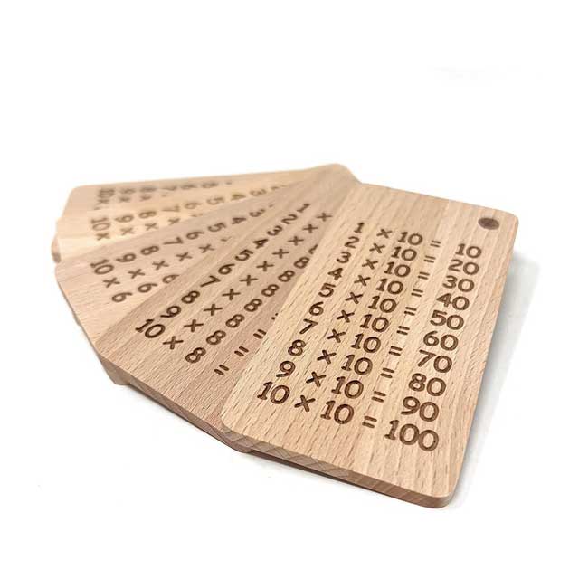 Laser Tattoo 1x1 Wooden Flashcards | Pack of 5 Untreated Beech Wood Learning Aids for Students
