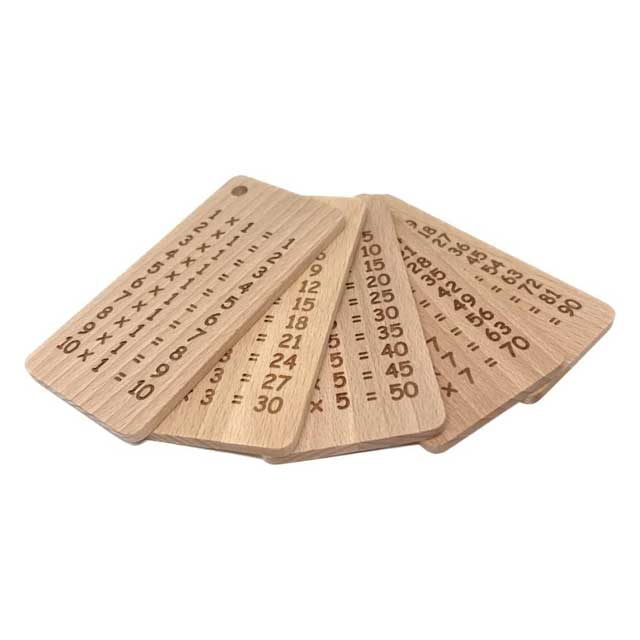 Laser Tattoo 1x1 Wooden Flashcards | Pack of 5 Untreated Beech Wood Learning Aids for Students