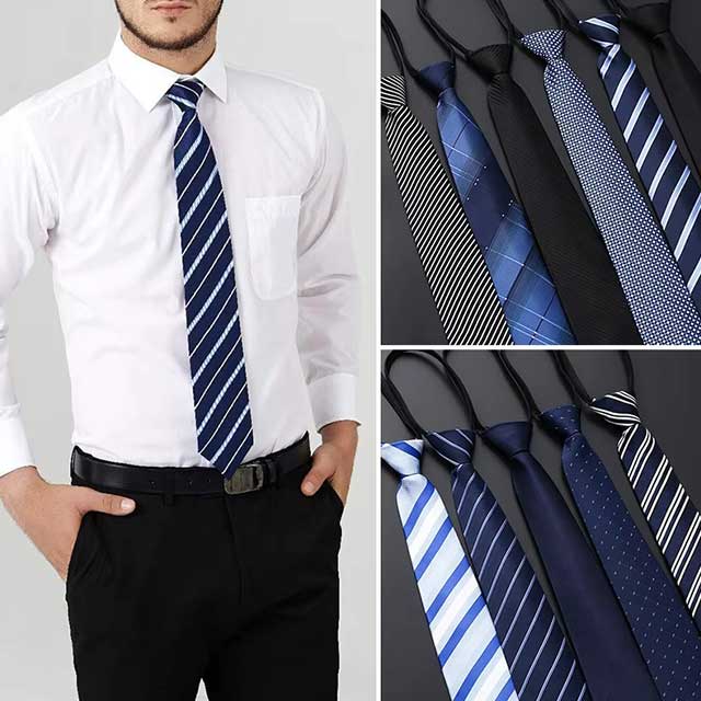 Lazy Zipper Men's Tie – Slim & Skinny Necktie for Business, Formal & Dress Wear | Solid & Striped Zipper Ties for Men