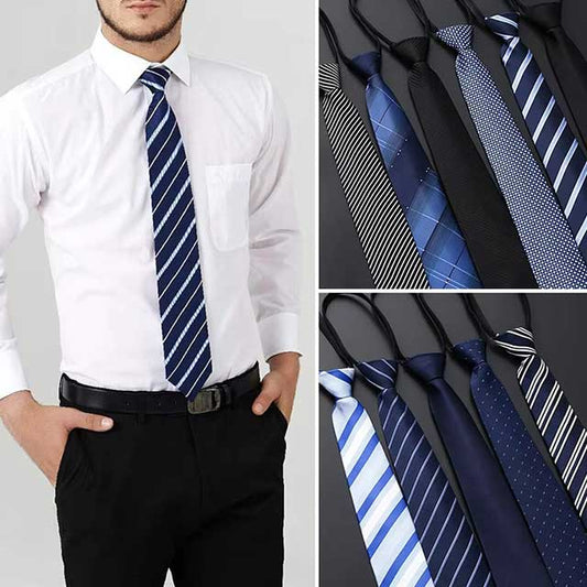 Lazy Zipper Men's Tie – Slim & Skinny Necktie for Business, Formal & Dress Wear | Solid & Striped Zipper Ties for Men