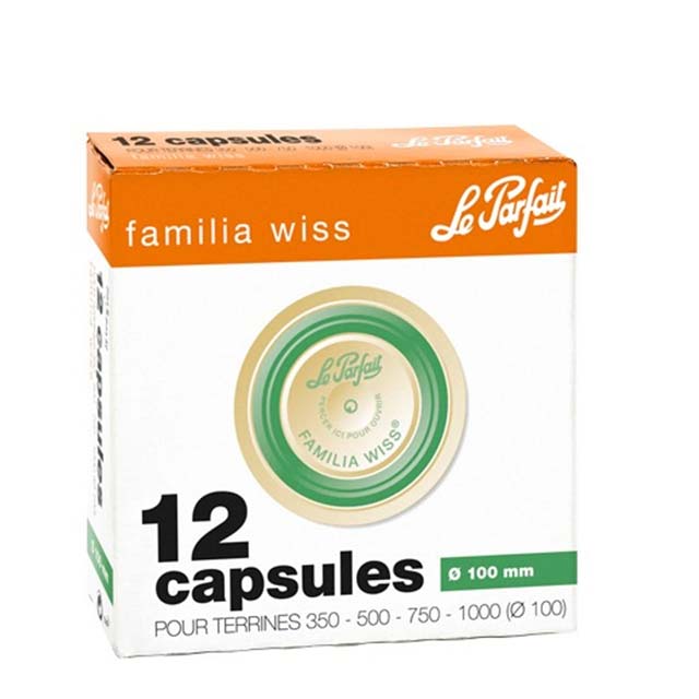 Le Parfait Familia Wiss Sealing Caps - Green (100mm) - Pack of 12