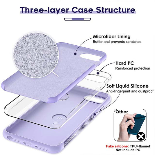 LeYi Purple Liquid Silicone iPhone 8/7/6s/6 Case with Stand &amp; 2 Glass Screen Protectors – Shockproof, Slim, Cute Cover for Women &amp; Girls