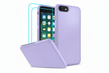 LeYi Purple Liquid Silicone iPhone 8/7/6s/6 Case with Stand &amp; 2 Glass Screen Protectors – Shockproof, Slim, Cute Cover for Women &amp; Girls