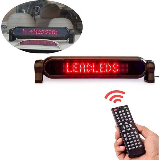 Leadleds DC12v LED Car Rear Window Sign Board - Scrolling Red Message Display Board - LED Banner with Remote Controller and Cigar Lighter
