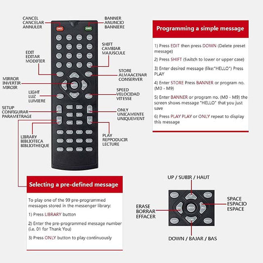 Leadleds DC12v LED Car Rear Window Sign Board - Scrolling Red Message Display Board - LED Banner with Remote Controller and Cigar Lighter