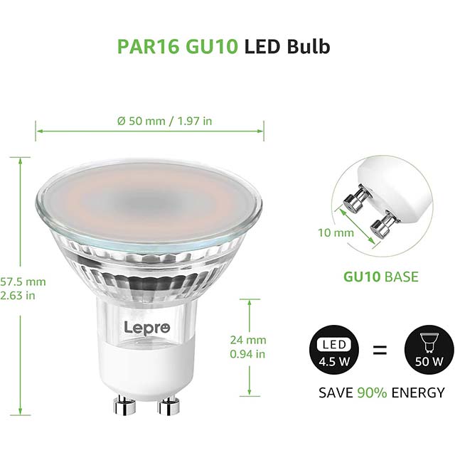 Lepro GU10 Smart LED Bulb – RGB &amp; Warm to Cool White Dimmable, Color Changing, Alexa &amp; Google Home Compatible, 4.5W=50W, Pack of 4 (2.4GHz WiFi)