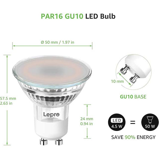 Lepro GU10 Smart LED Bulb – RGB &amp; Warm to Cool White Dimmable, Color Changing, Alexa &amp; Google Home Compatible, 4.5W=50W, Pack of 4 (2.4GHz WiFi)