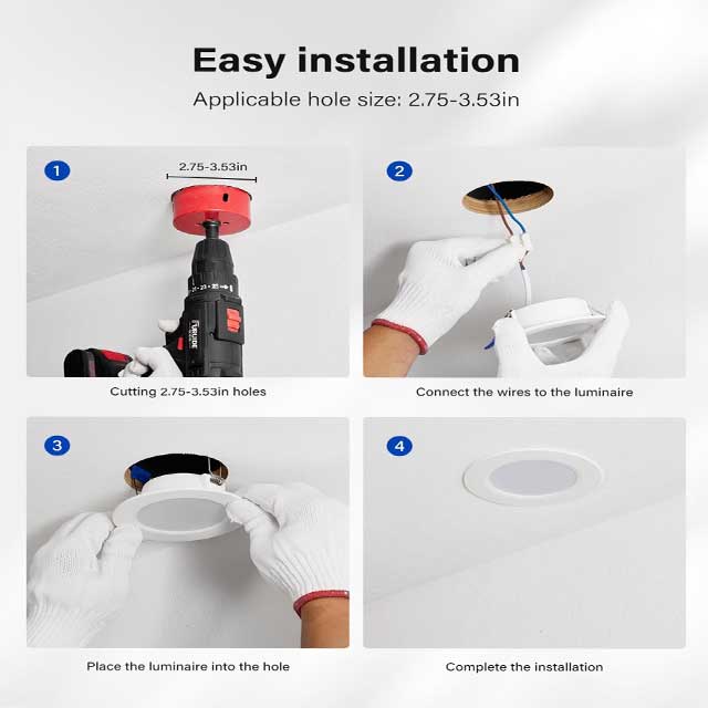 Leselux 5W LED Recessed Ceiling Lights – Warm White IP44 Downlights for Bathroom &amp; Ceiling, 35mm Slim, 3000K 310LM with 120° Beam &amp; Φ70-90mm Cutout