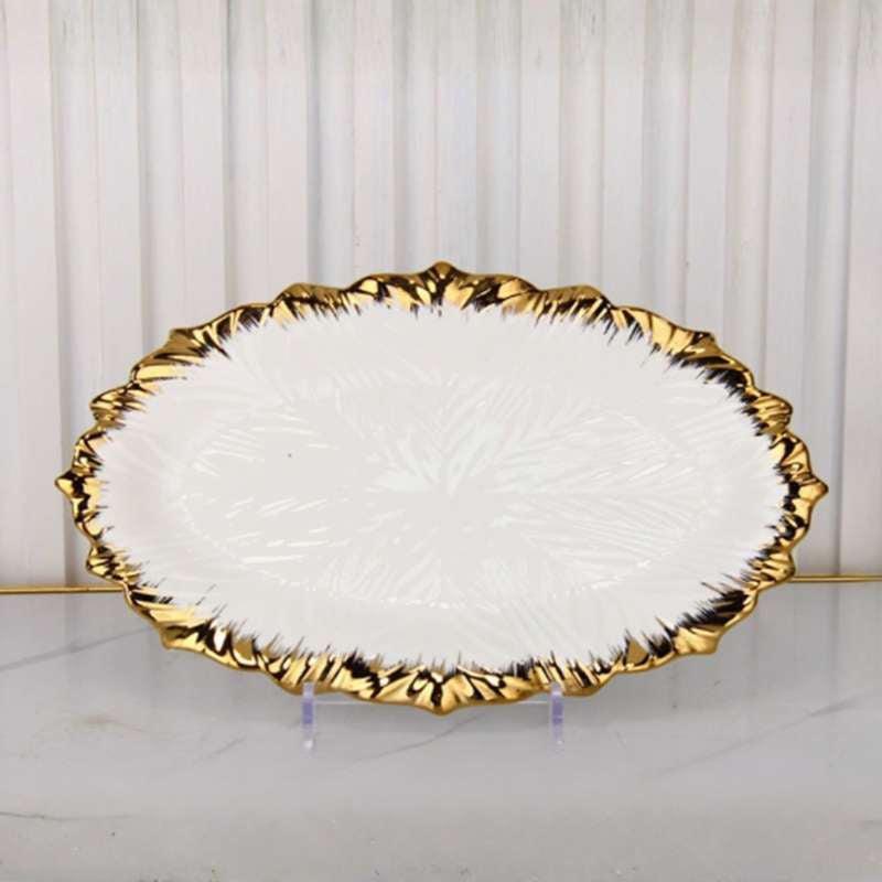 Light Luxury Ceramic Dinnerware – High-End Hotel Quality Western Cuisine Plates – Gold-Rimmed Steak Plates & Soup Bowls – Professional Grade Fine Dining Tableware