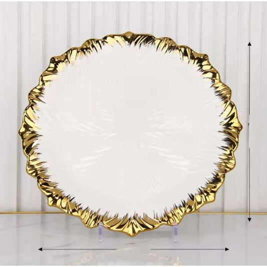 Light Luxury Ceramic Dinnerware – High-End Hotel Quality Western Cuisine Plates – Gold-Rimmed Steak Plates & Soup Bowls – Professional Grade Fine Dining Tableware