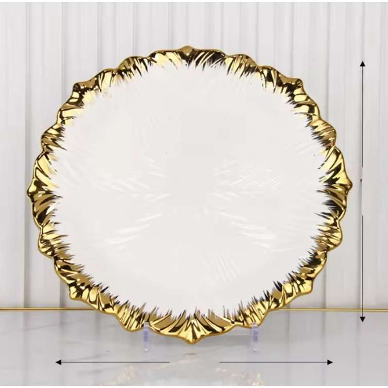 Light Luxury Ceramic Dinnerware – High-End Hotel Quality Western Cuisine Plates – Gold-Rimmed Steak Plates & Soup Bowls – Professional Grade Fine Dining Tableware